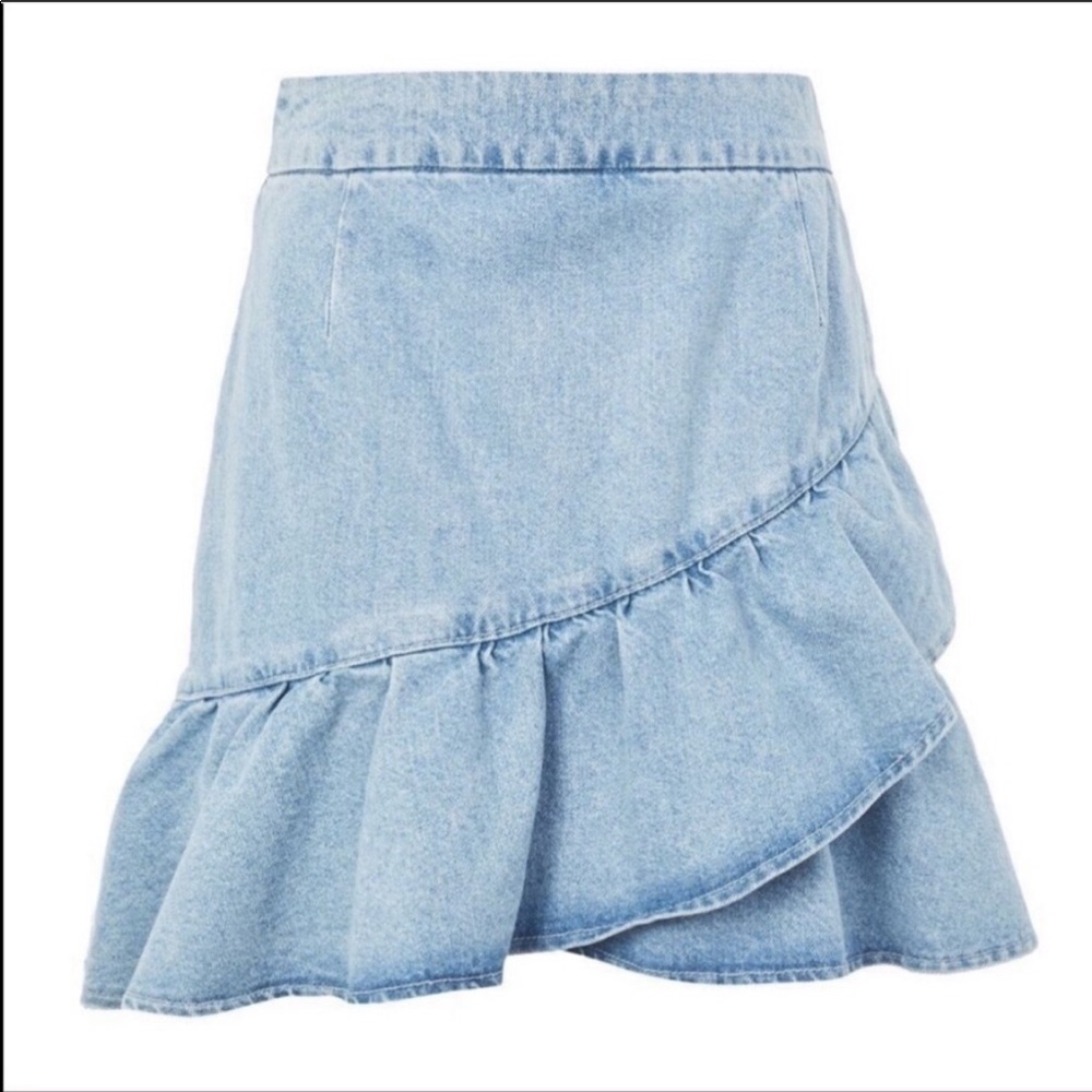 Topshop Ruffle Denim Skirt